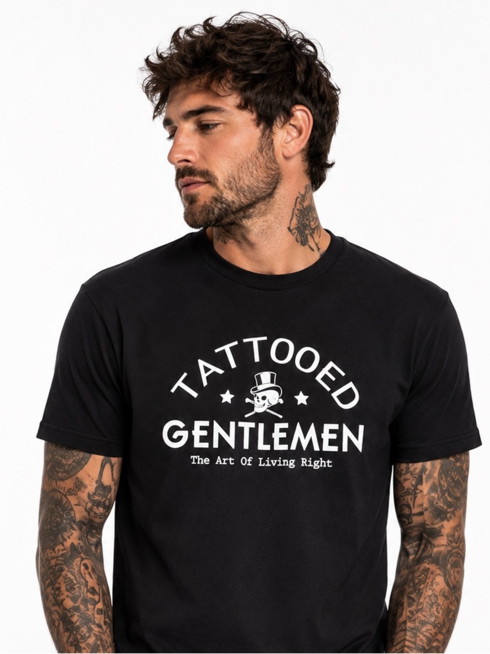Cartel Ink Tattooed Gentlemen Skull Graphic T-Shirt Black Men’s Medium